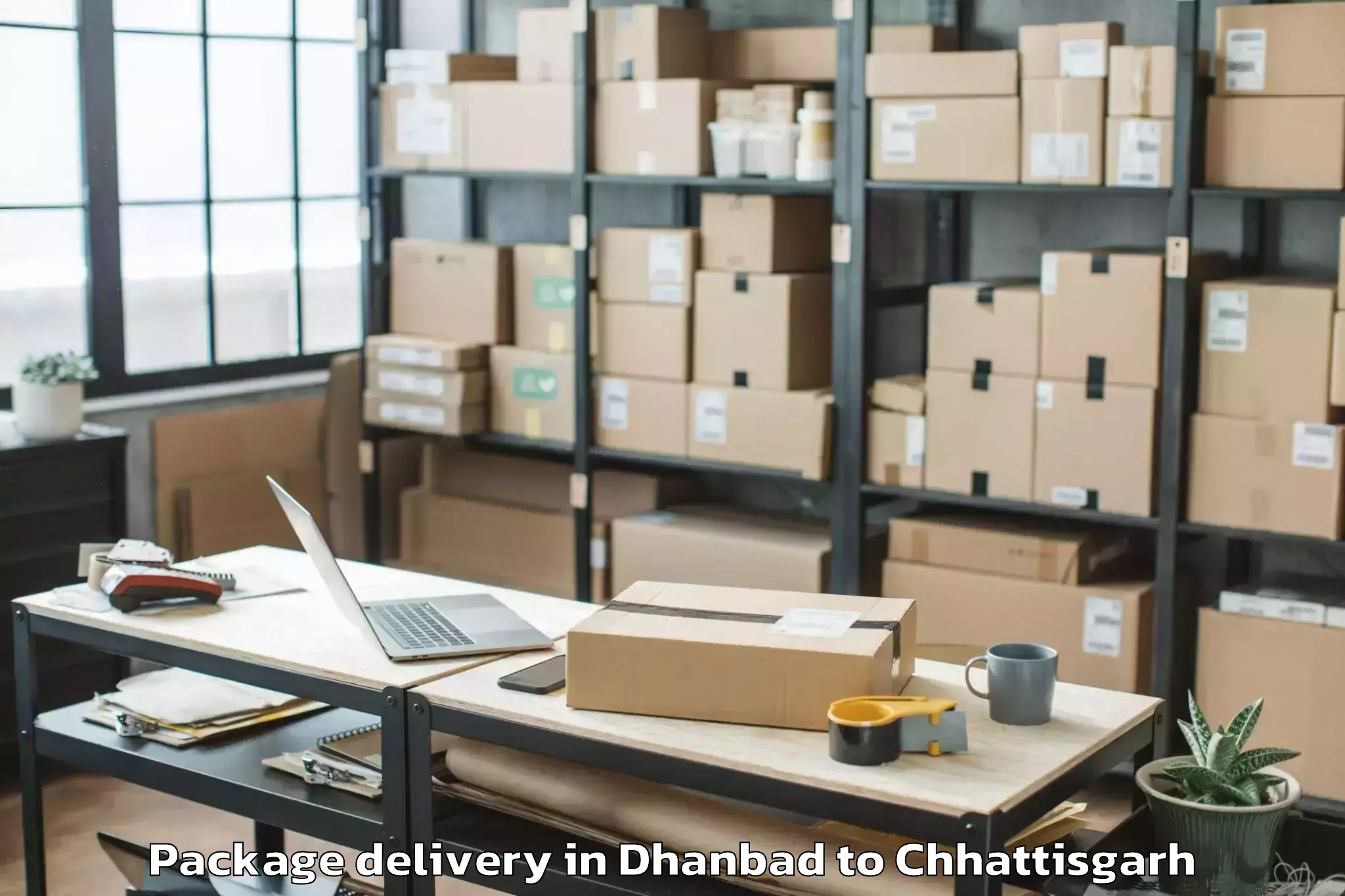 Reliable Dhanbad to Dongargaon Package Delivery